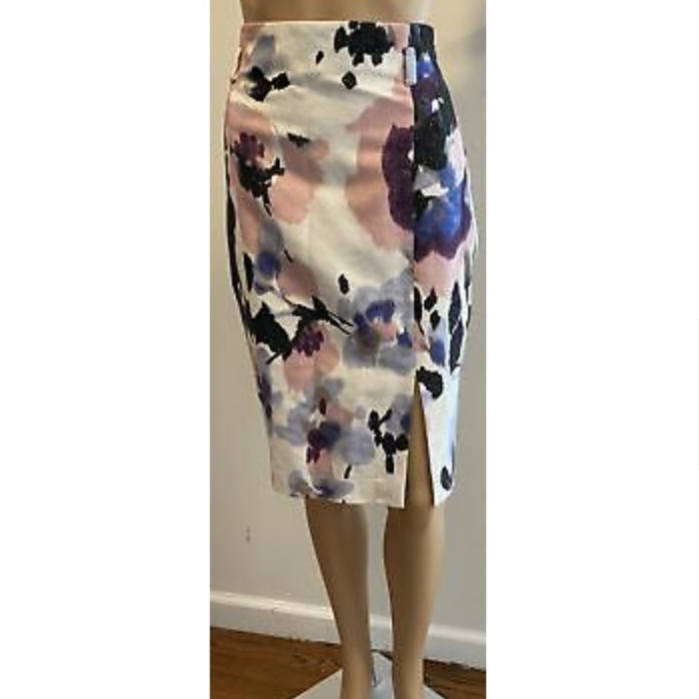 ST. JOHN COUTURE abstract floral pencil skirt